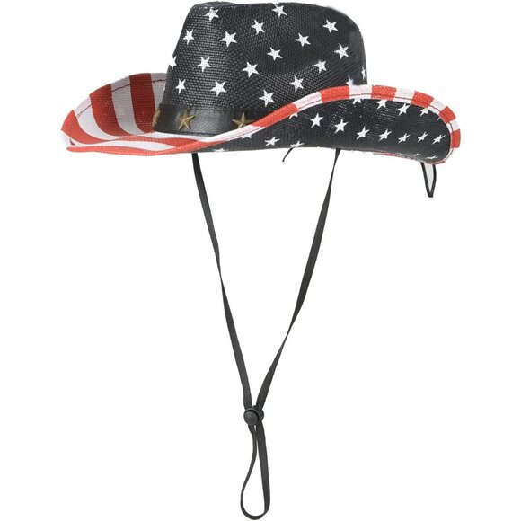 Men's American Flag Cowboy Hats For Men's Black Red